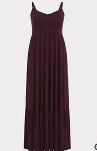 Burgundy Purple Jersey Maxi Dress